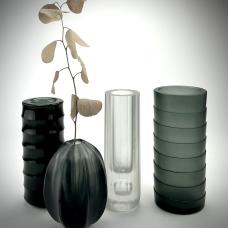 melted down post consumer glass  with a wheel cut finish