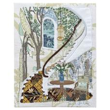 textile piece depicting a grand staircase