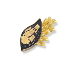 Brooch 24K gold  18K gold  Shakudo  Diamonds