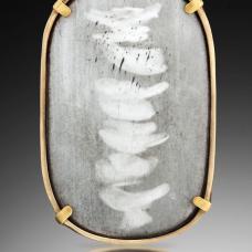 Pin/Pendant. Hand fabricated. Vitreous enamel  18K gold  22K gold  oxidized silver  copper.