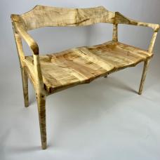 Sculpted Settee/Loveseat in Fiddleback Maple with Wenge accents