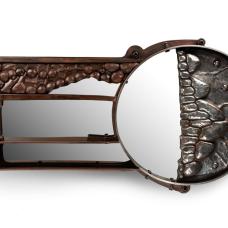 Forged formed and fabricated steel and stainless steel  mirror  patina and wax