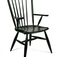 Modern interpretation of a traditional Windsor chair. Components are split from a log  steam bent and shaped by hand. Linseed oil paint finish.