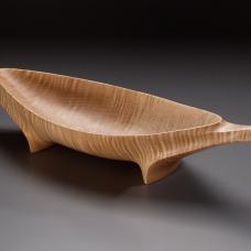 Materials: tiger maple. Technique: carving