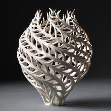 Porcelain which has been altered  carved and incised.