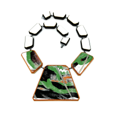 hand carved mexican ebony and maple laminate  handcarved upcycled skateboards  hand fabricated oxidized sterling silver