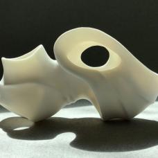 Porcelain sculpture. It has a unglazed surface.