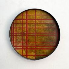 round object  paper  aluminum  paint  dye  shellac  varnish