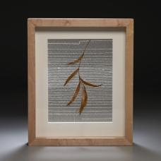 Handwoven silk  hand spun kozo and brass with eucalyptus.