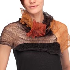 Shawl and scarf knit with silk stainless steel thread.