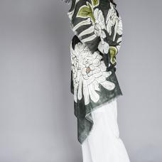 model wearing large print floral shawl